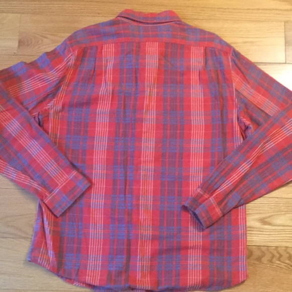 J Crew Men's Flannel Plaid Slim Fit Size Large Red Blue/Grey 100% Cotton - Picture 8 of 8